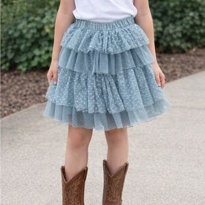 Puffy tutu Polka Dot Tulle Skirt - Blue